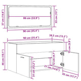 Bathroom Cabinet with Mirror Concrete Grey Engineered Wood 856380