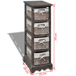 Wooden Storage Rack 4 Weaving Baskets Brown 240800