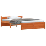 Bed Frame Wax Brown 195.5 x 125.5 x 51 cm Solid Pine Wood 870130