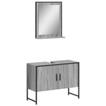 ZNTS 2 Piece Bathroom Cabinet Set Grey Sonoma Engineered Wood 3214342