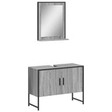 ZNTS 2 Piece Bathroom Cabinet Set Grey Sonoma Engineered Wood 3214342