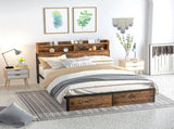 Industrial King Bed Frame, 5.2FT Steel Bed Base with Storage Headboard, Footboard, Slatted Support T3398P423094