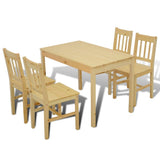Dining Set 5 Pieces Pine Wood Natural 241220