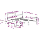 Bed Frame without Mattress 135x190 cm Double Solid Wood Pine 3301600