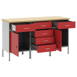 Work Cabinet with Drawer 3 pcs Red and Grey 150 x 55 x 85 cm 3321371
