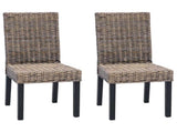 Dining Chair 2 pcs Solid Mahogany Wood Black Wash 42012421