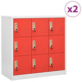 Locker Cabinets 2 pcs Light Grey and Red 90x45x92.5 cm Steel 3095241