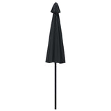 Garden Parasol Black Polyester, Aluminium Medium Retractable 47310