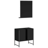 2 Piece Bathroom Cabinet Set Black Engineered Wood 3214334