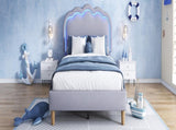 Upholstered Bed, 3ft 90x190cm Single Bed with LED, Bed Frame with Wooden Slats and Adjustable Height N601P288476G