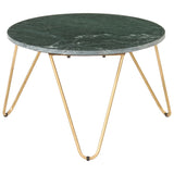 ZNTS Coffee Table Green 65x65x42 cm Real Stone with Marble Texture 286447