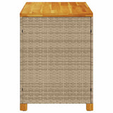 Garden Storage Box Beige 110x55x63 cm Poly Rattan Acacia Wood 366287