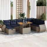 9 Piece Garden Sofa Set with Cushions Grey Poly Rattan Acacia 3328076