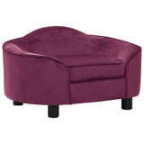 Dog Sofa Burgundy Plush, Solid Pinewood, Foam Medium Dog Sofa 171089
