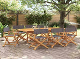 8 Piece Folding Garden Chairs Dark Grey Fabric 3208915