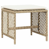 Garden Stools with Cushions 4 pcs Beige 41x41x36 cm Poly Rattan 365052
