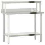 Kitchen Work Table with Overshelf 110x55x120 cm Stainless Steel 3208896