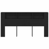 Headboard Cabinet with Shelf Black Oak 200 x 18.5 x 102.5 cm 862760