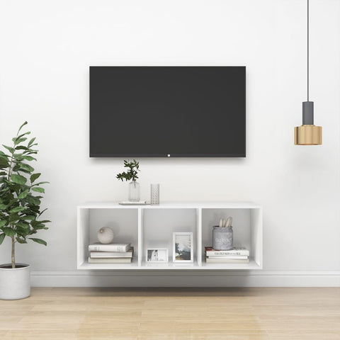 ZNTS Wall-mounted TV Cabinet White 37x37x107 cm Engineered Wood 805480