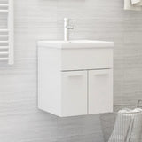 Sink Cabinet with Built-in Basin High Gloss White Engineered Wood 3070817
