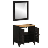 2 Piece Bathroom Furniture Set Iron and Solid Wood Mango 3217109
