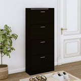 Shoe Cabinet Black 63x24x147 cm Engineered Wood 342544