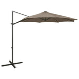 ZNTS Cantilever Garden Parasol with Pole and LED Lights Taupe 300 cm 312339