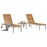 Lounger 3 pcs Brown Solid Acacia Wood and Stainless Steel 3334837