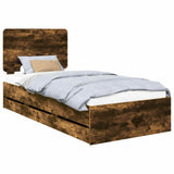 Bed Frame with Drawer Smoked Oak 75 x 190 cm Engineer Wood 3412648