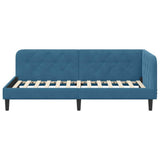 Corner Bed Frame with Headboard Blue 100 x 200 cm Velvet 42016615