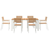 Garden Dining Set 7 pcs Solid Teak Wood and Stainless Steel 3334786