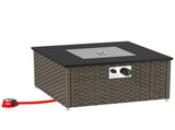 Rattan Gas Fire Pit Table for Garden, 13 KW Smokeless Propane Fire Pit with Lid, Square Garden T3398P315378