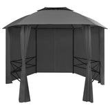 Garden Marquee Pavilion Tent with Curtains Hexagonal 360x265 cm 44766