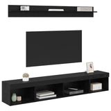 TV Wall Cabinet Set with LED 5 pcs Black Oak Engineered Wood 3402954