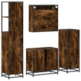 4 Piece Bathroom Furniture Set Smoked Oak Engineered Wood 3301277