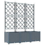 Garden Planter 3 pcs LiGht Grey 120 x 40 x 143 cm Plastic 42002886