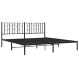 Metal Bed Frame without Mattress with Headboard Black 180x200cm 374441