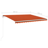 ZNTS Manual Retractable Awning with Posts 4x3.5 m Orange and Brown 3070020