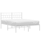 Metal Bed Frame without Mattress with Headboard White 140x190cm 355708