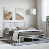 Metal Bed Frame without Mattress with Headboard White 135x190cm 350930