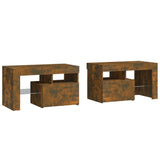 ZNTS Bedside Cabinets 2 pcs with LED Lights Smoked Oak 70x36.5x 40 cm 3152775