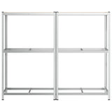 2-Layer Tyre Shelves 2 pcs Silver 110x40x180 cm Steel&Engineered Wood 4016969