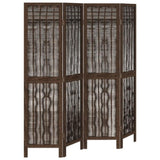 Room Divider 4 Panels Dark Brown Solid Wood Paulownia 358657