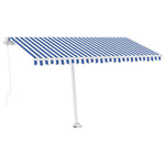 ZNTS Manual Retractable Awning with LED 450x300 cm Blue and White 3069561