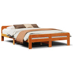 ZNTS Bed Frame without Mattress Wax Brown 150x200 cm King Size Solid Wood Pine 855471