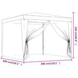 ZNTS Party Tent with 4 Mesh Sidewalls Green 3x3 m HDPE 319228