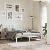 Metal Bed Frame without Mattress with Headboard White 160x200cm 376180