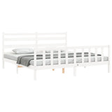 Bed Frame without Mattress White 200x200 cm Solid Wood Pine 3192057