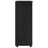 Rolling Cabinet Black 53 x 39 x 103 cm Solid Pine Wood 42028371
