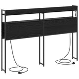Headboard with Shelf Black oak 140 cm Engineered wood 859695